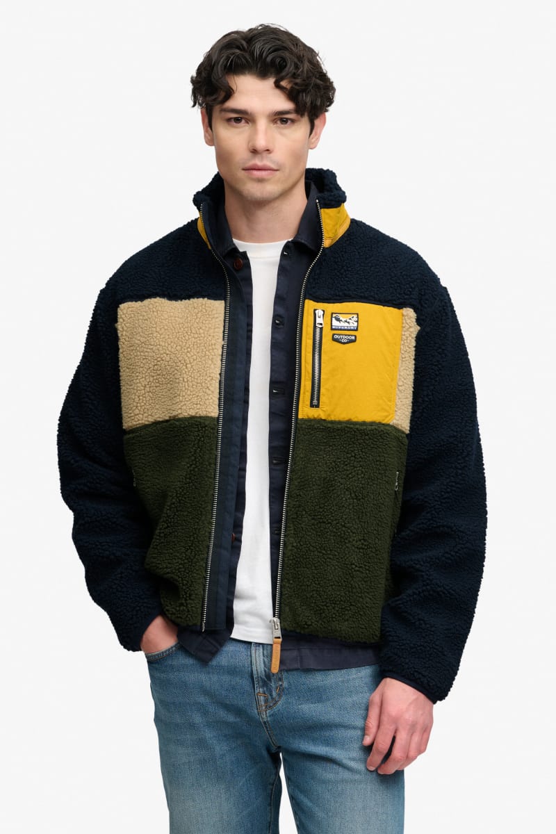 Superdry Colour Block Retro Zip Fleece - Eclipse Navy Mix