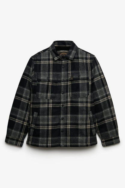 Superdry M4011191A Borg Lined Miller Overshirt Peyton Check Black