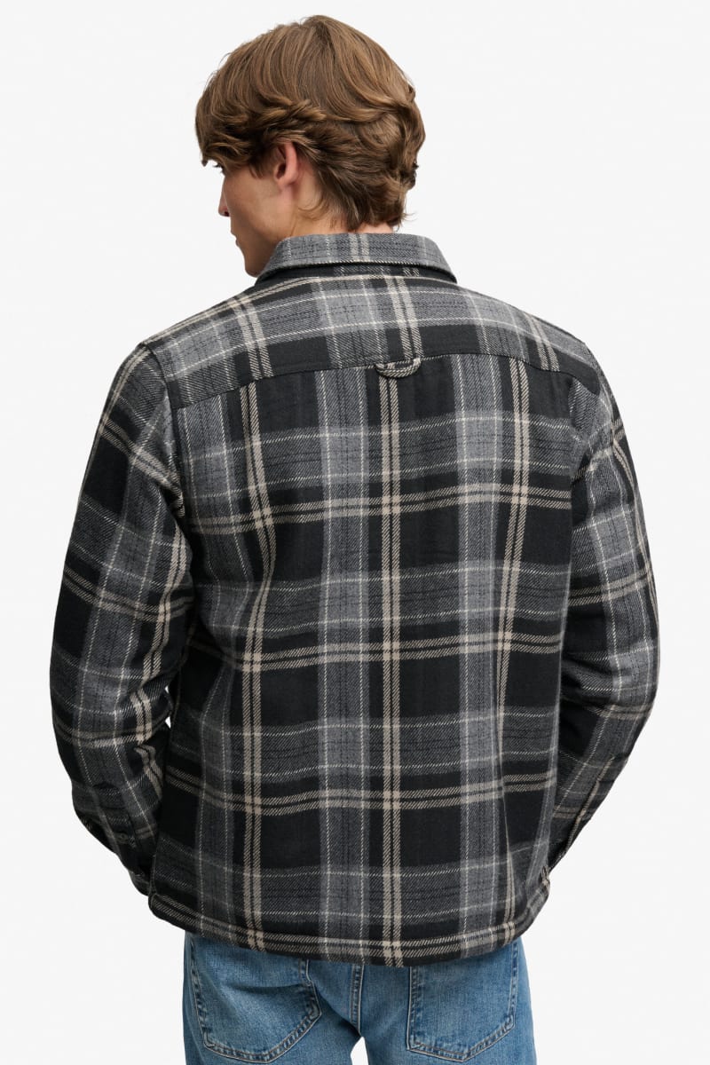Superdry M4011191A Borg Lined Miller Overshirt Peyton Check Black
