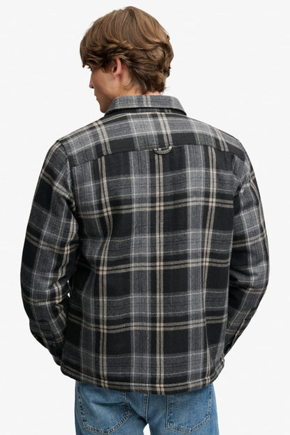 Superdry M4011191A Borg Lined Miller Overshirt Peyton Check Black