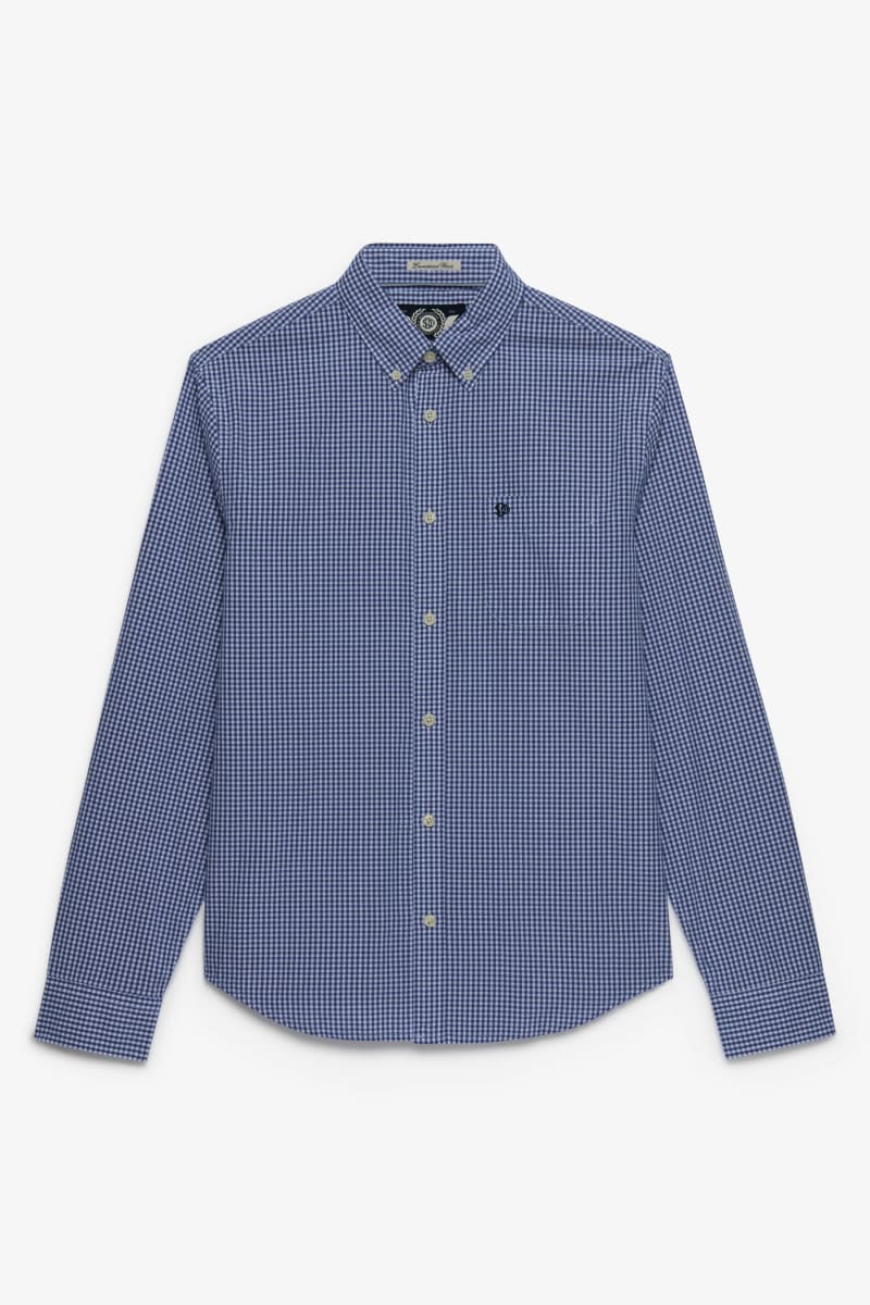 Superdry M4011107A Preppy Poplin Long Sleeve Shirt Montauk Navy Gingham
