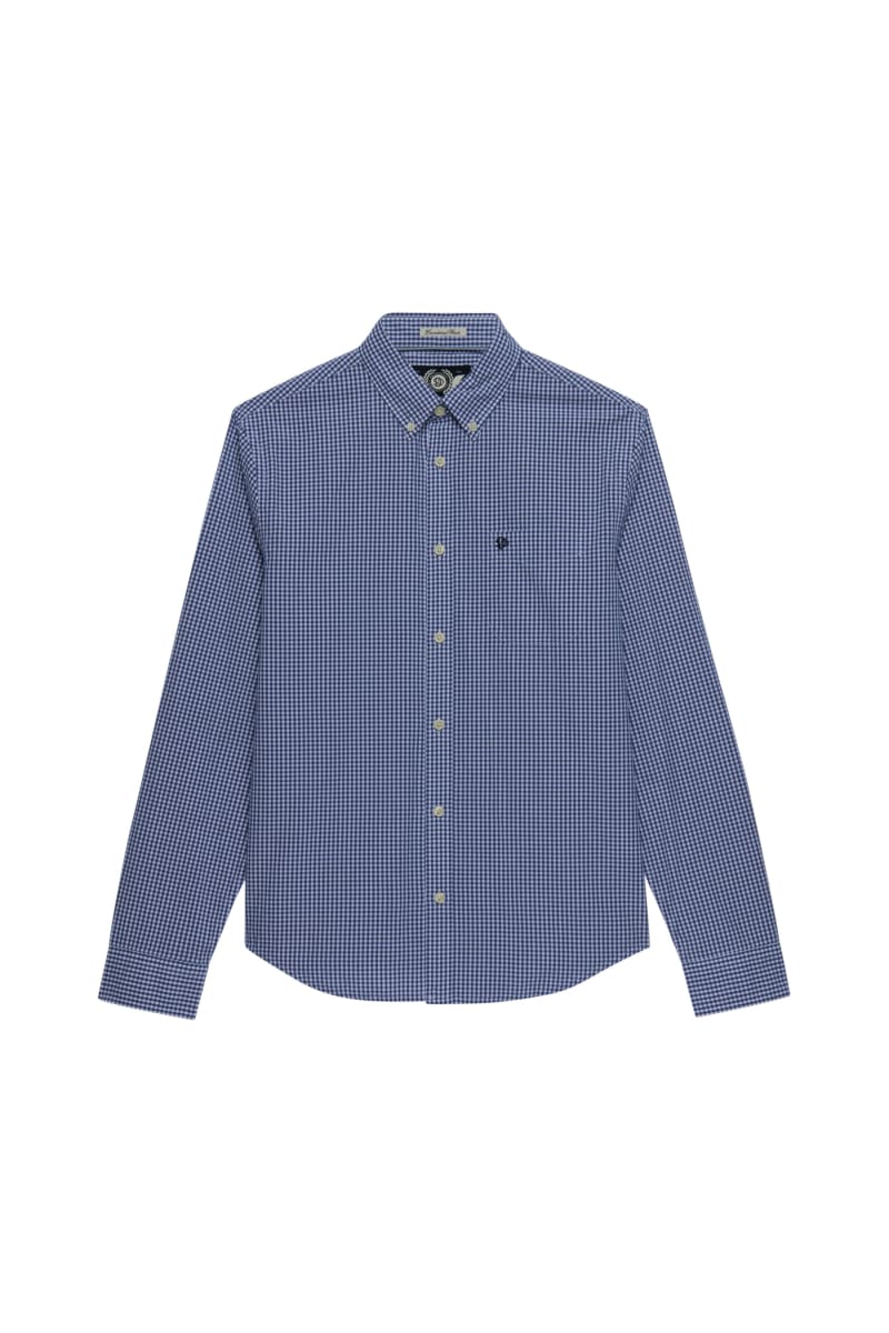 Superdry M4011107A Preppy Poplin Long Sleeve Shirt Montauk Navy Gingham