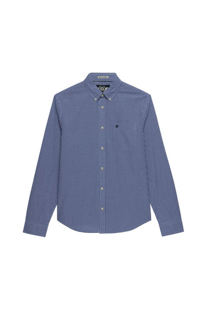 Superdry M4011107A Preppy Poplin Long Sleeve Shirt Montauk Navy Gingham