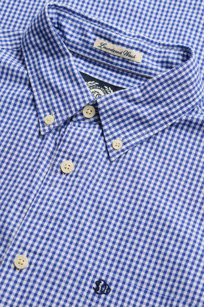 Superdry M4011107A Preppy Poplin Long Sleeve Shirt Montauk Navy Gingham
