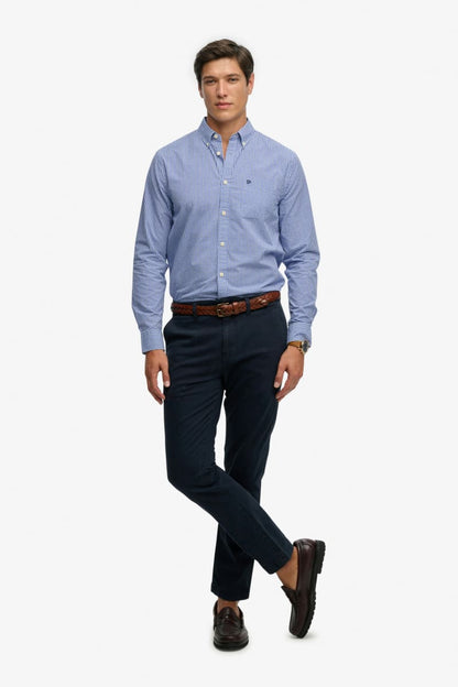 Superdry M4011107A Preppy Poplin Long Sleeve Shirt Montauk Navy Gingham