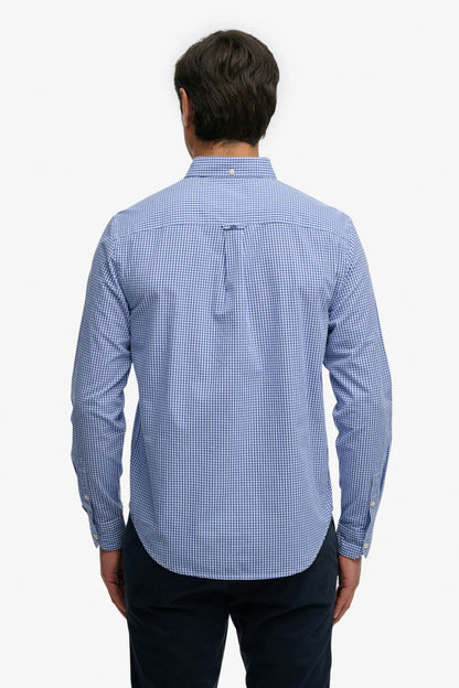 Superdry M4011107A Preppy Poplin Long Sleeve Shirt Montauk Navy Gingham
