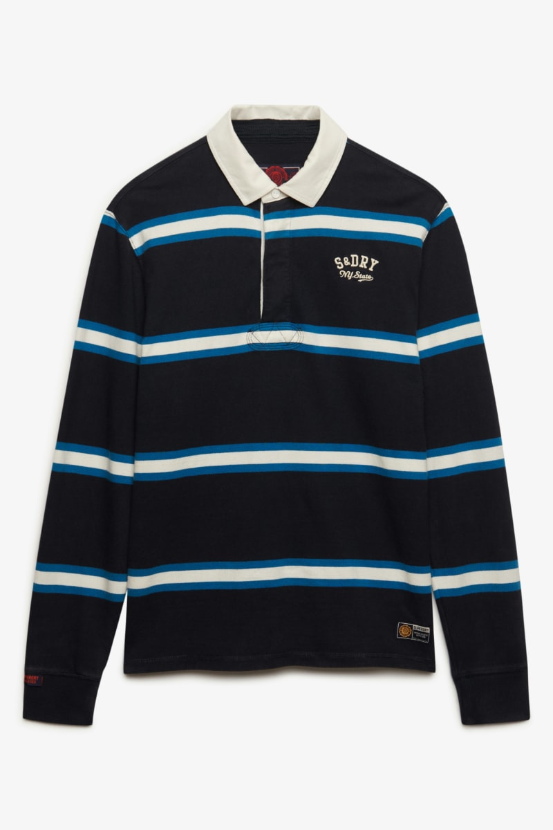 Superdry Vintage Athletic Stripe Rugby - Navy Stripe