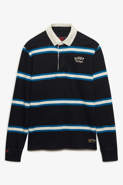 Superdry Vintage Athletic Stripe Rugby - Navy Stripe