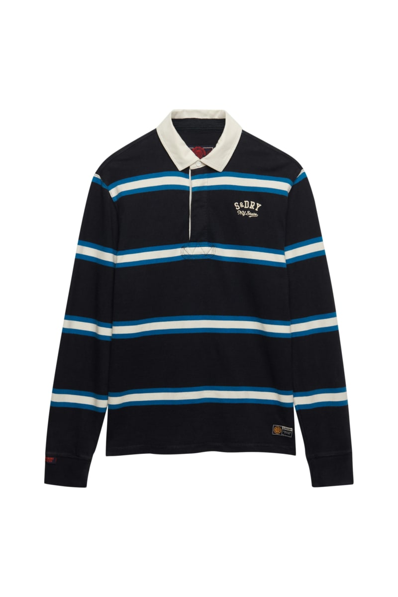 Superdry Vintage Athletic Stripe Rugby - Navy Stripe