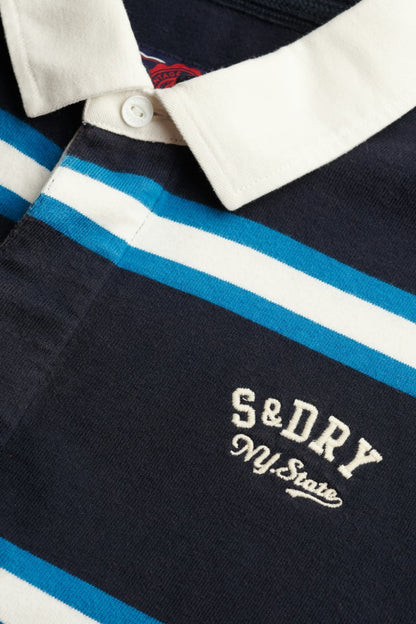 Superdry Vintage Athletic Stripe Rugby - Navy Stripe