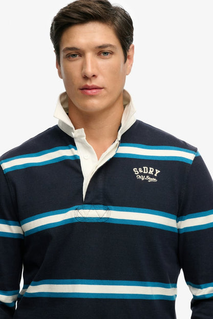 Superdry Vintage Athletic Stripe Rugby - Navy Stripe