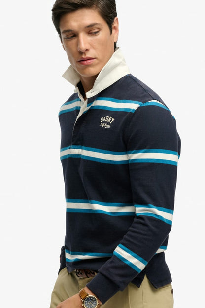 Superdry Vintage Athletic Stripe Rugby - Navy Stripe