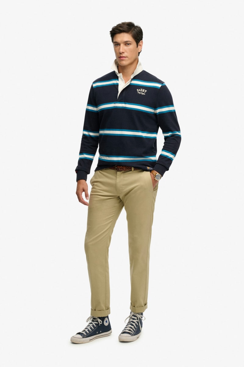 Superdry Vintage Athletic Stripe Rugby - Navy Stripe