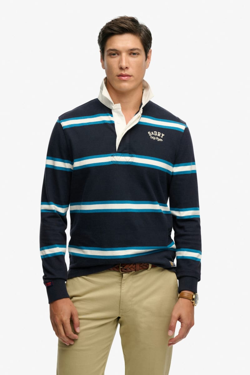 Superdry Vintage Athletic Stripe Rugby - Navy Stripe