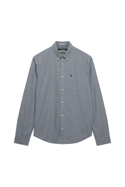 Superdry M4011107A Preppy Poplin Long Sleeve Shirt Navy Micro Houndstooth