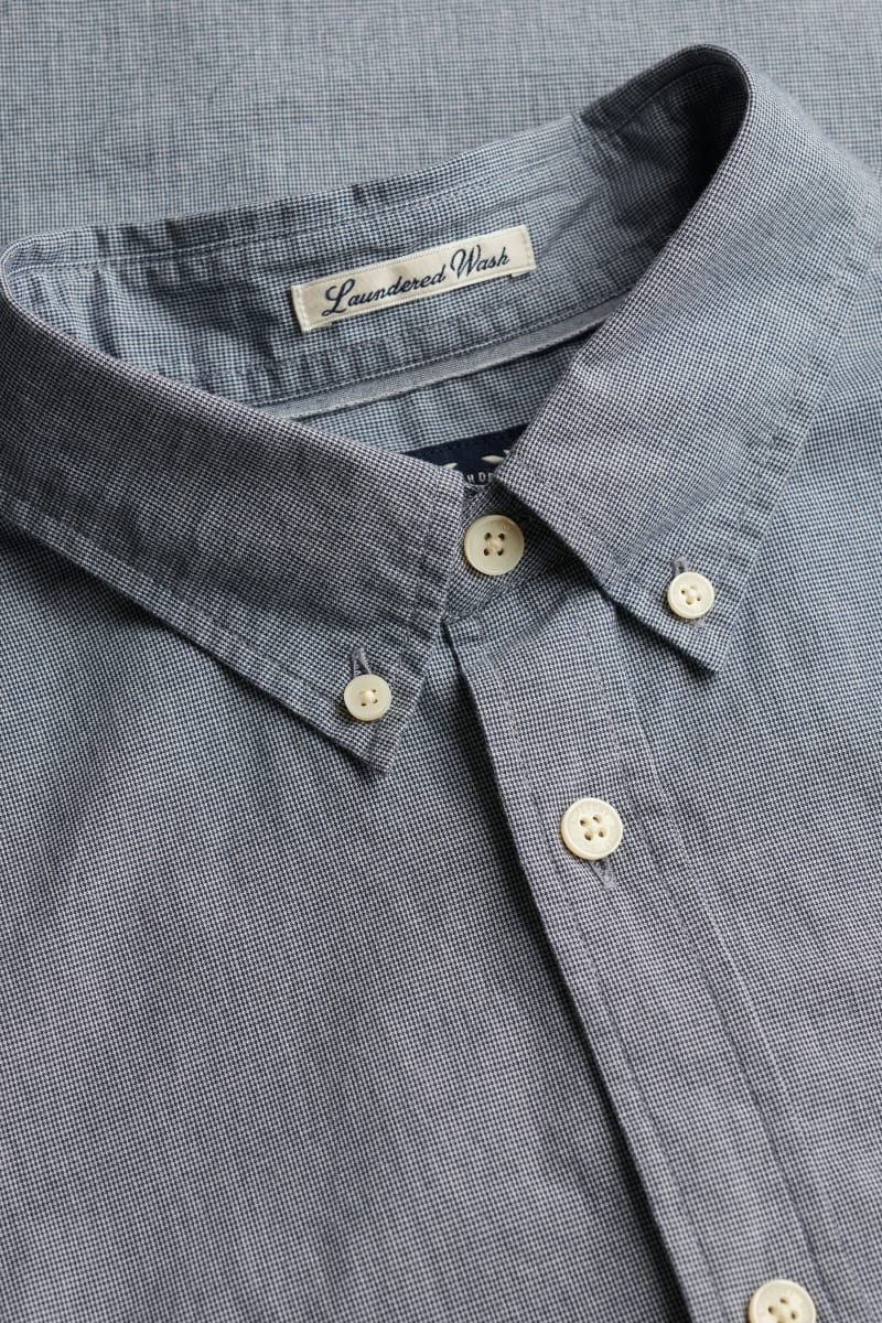 Superdry M4011107A Preppy Poplin Long Sleeve Shirt Navy Micro Houndstooth