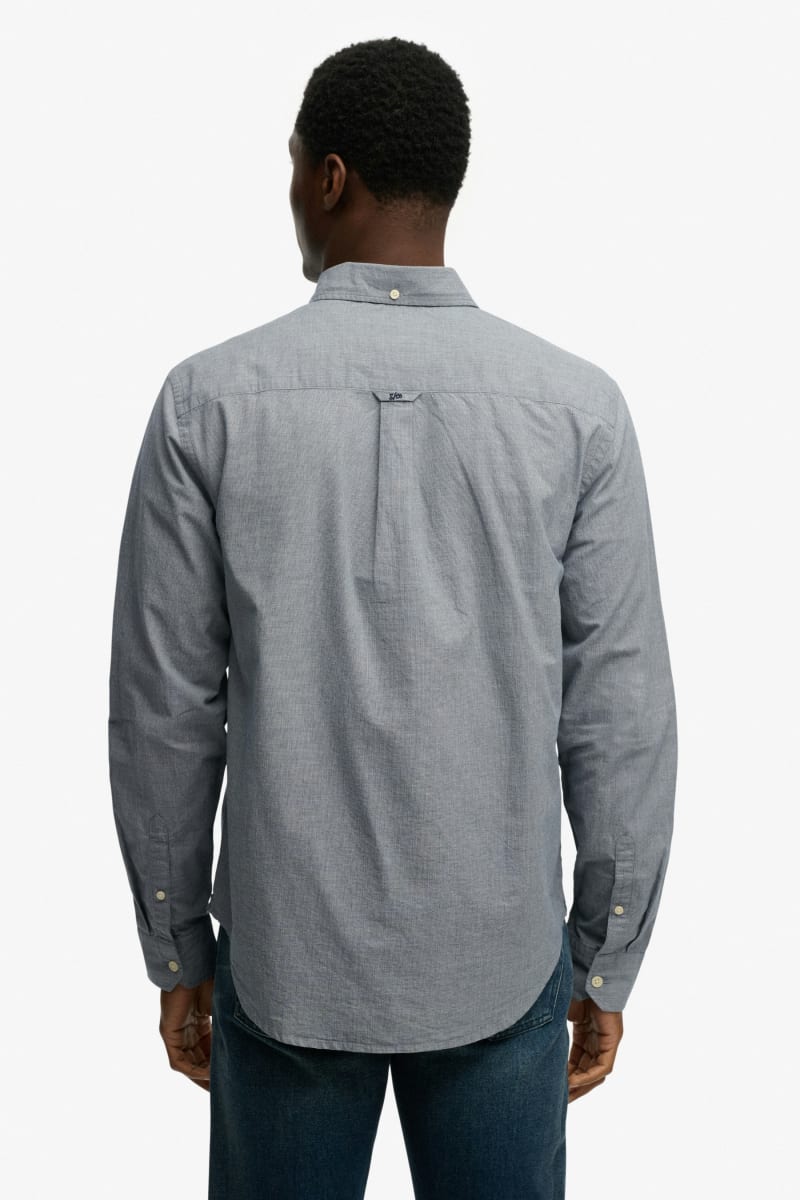 Superdry M4011107A Preppy Poplin Long Sleeve Shirt Navy Micro Houndstooth