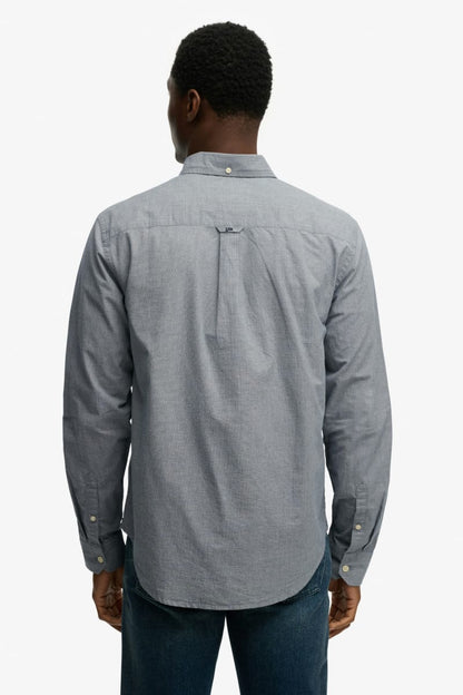 Superdry M4011107A Preppy Poplin Long Sleeve Shirt Navy Micro Houndstooth