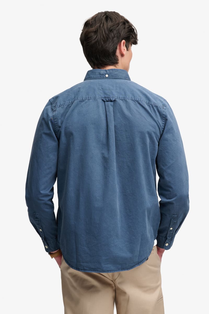 Superdry Garment Dyed Long Sleeve Shirt - Tumbled Slate Blue