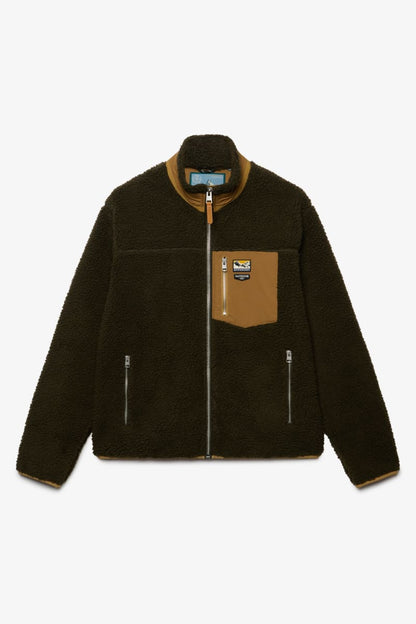 Superdry Mountain Full Zip Fleece Olive and Deep Brown