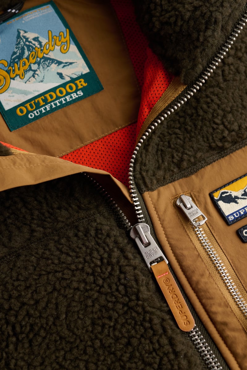 Superdry Mountain Full Zip Fleece Olive and Deep Brown
