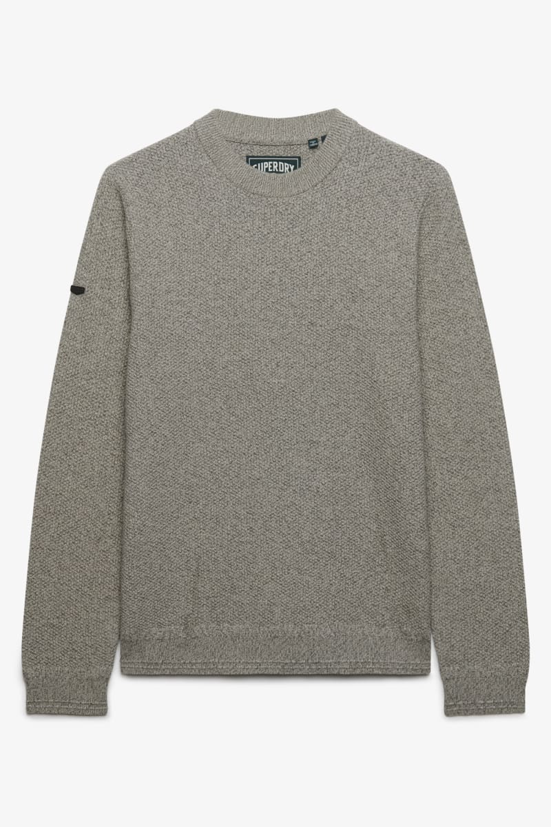 Superdry Texture Knit Jumper - Beige/Grey Twist