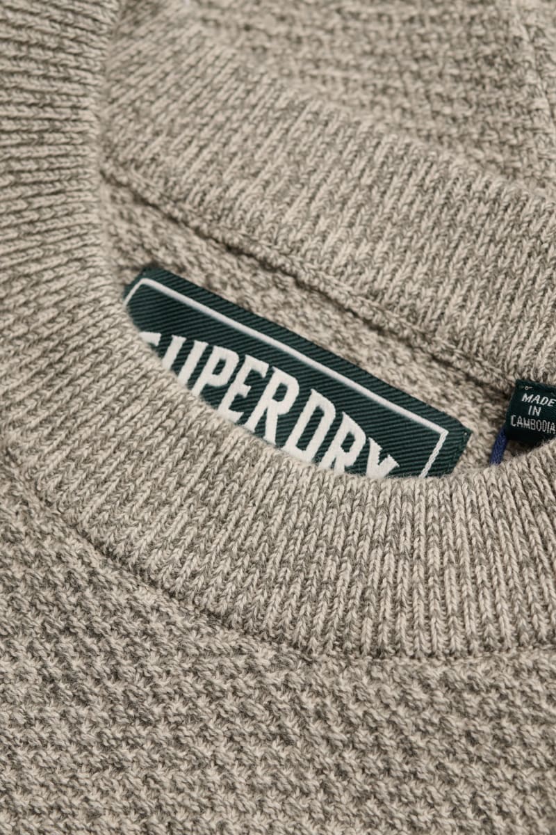 Superdry Texture Knit Jumper - Beige/Grey Twist