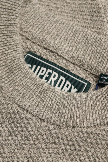 Superdry Texture Knit Jumper - Beige/Grey Twist