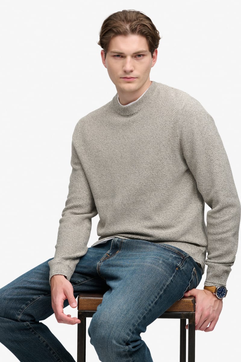Superdry Texture Knit Jumper - Beige/Grey Twist