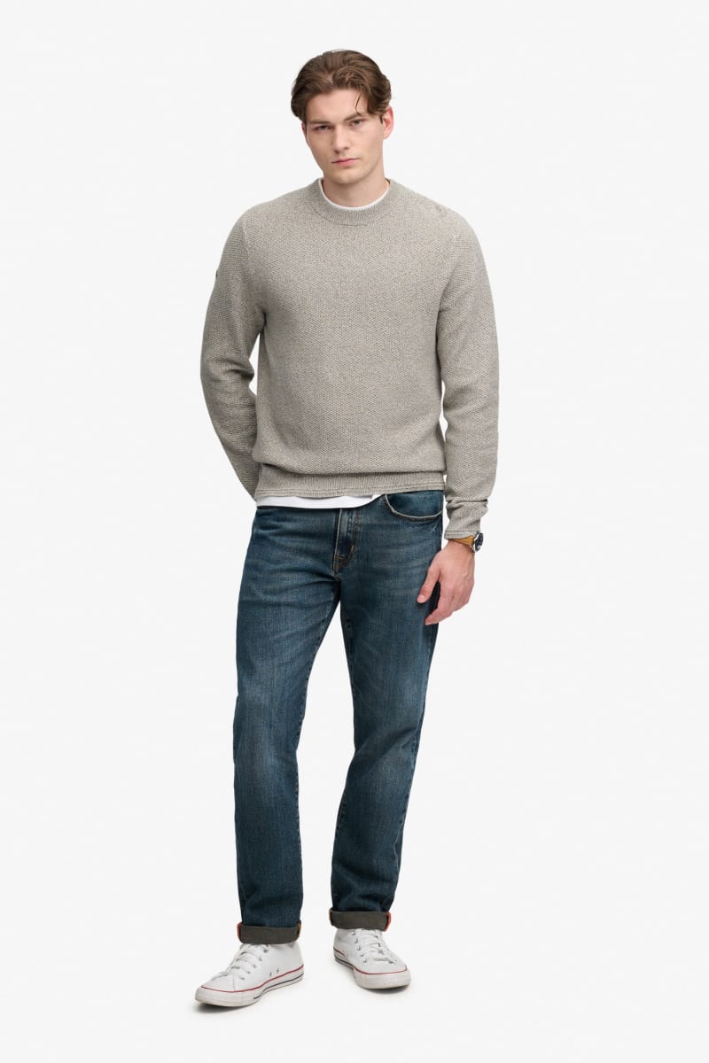 Superdry Texture Knit Jumper - Beige/Grey Twist