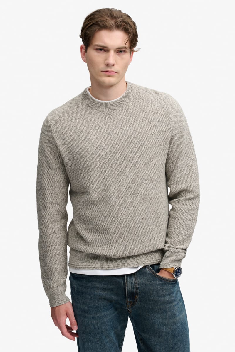 Superdry Texture Knit Jumper - Beige/Grey Twist