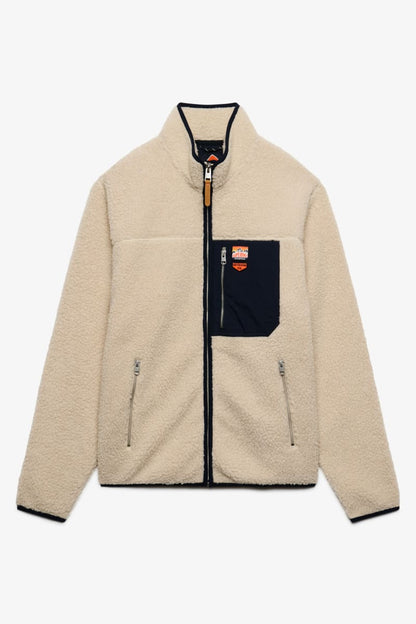 Superdry M2014623A Vintage Retro Full Zip Fleece Oatmeal Olive
