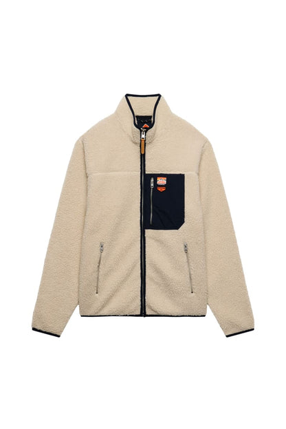 Superdry M2014623A Vintage Retro Full Zip Fleece Oatmeal Olive