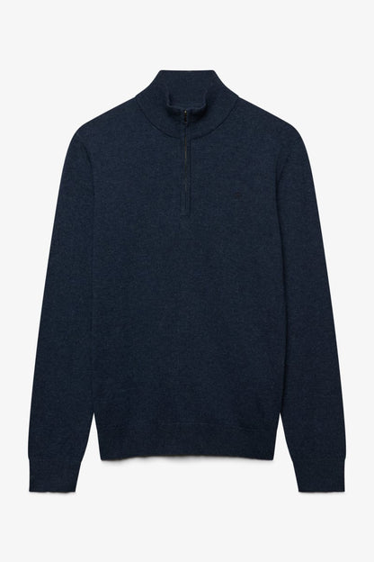 Superdry Essential Lightweight Wool Blend Half Zip - Rich Navy Marl