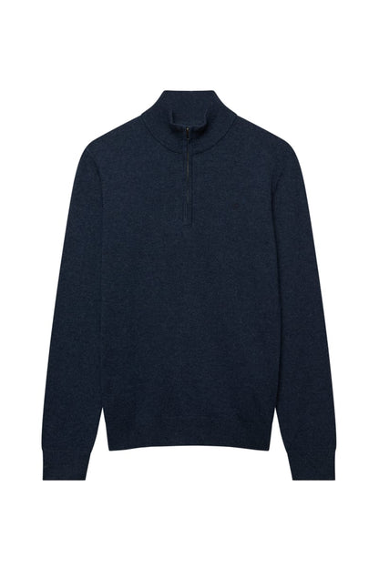 Superdry Essential Lightweight Wool Blend Half Zip - Rich Navy Marl
