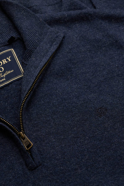 Superdry Essential Lightweight Wool Blend Half Zip - Rich Navy Marl