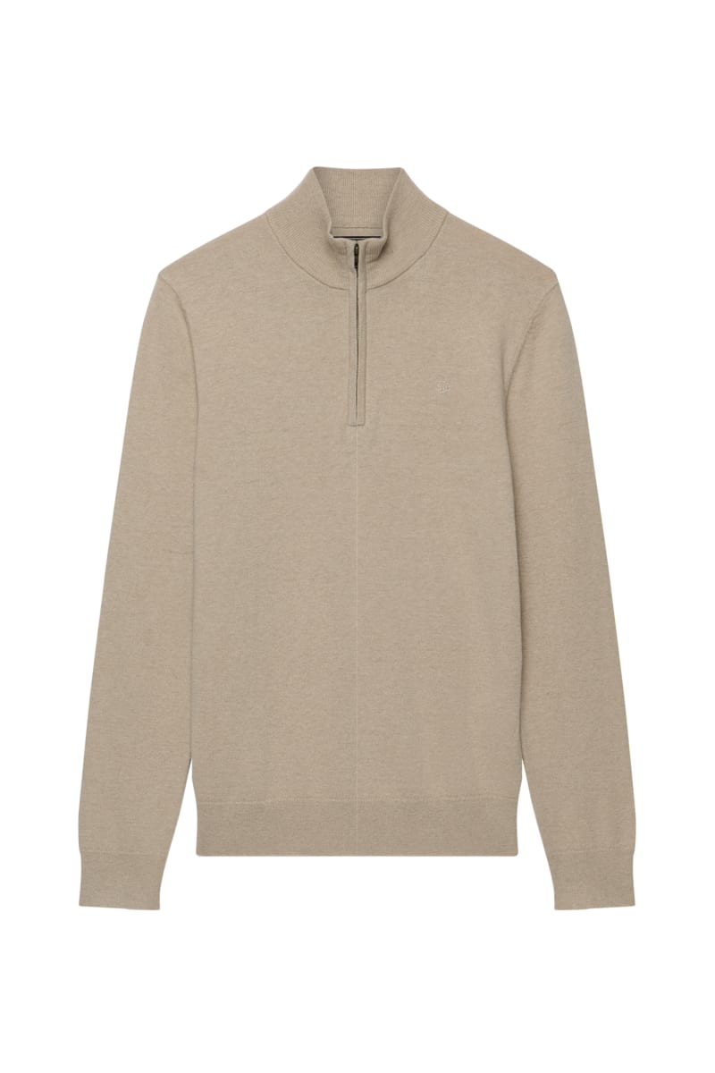 Superdry M6110783A Essential Lightweight Wool Blend Half Zip Barley Marl