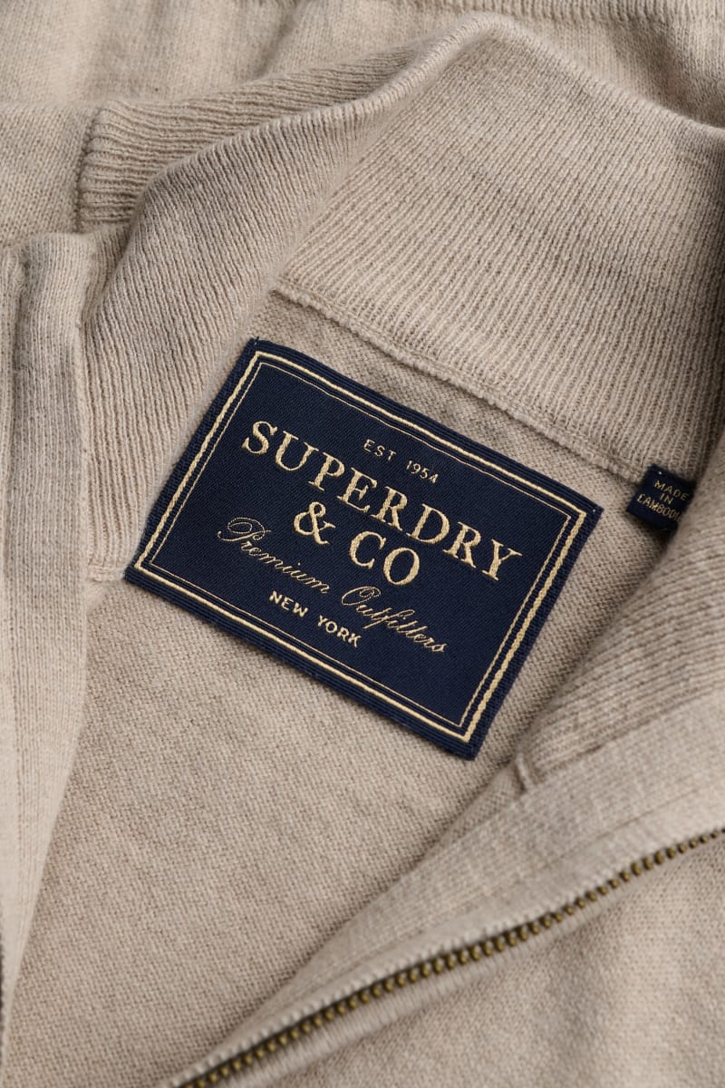 Superdry M6110783A Essential Lightweight Wool Blend Half Zip Barley Marl
