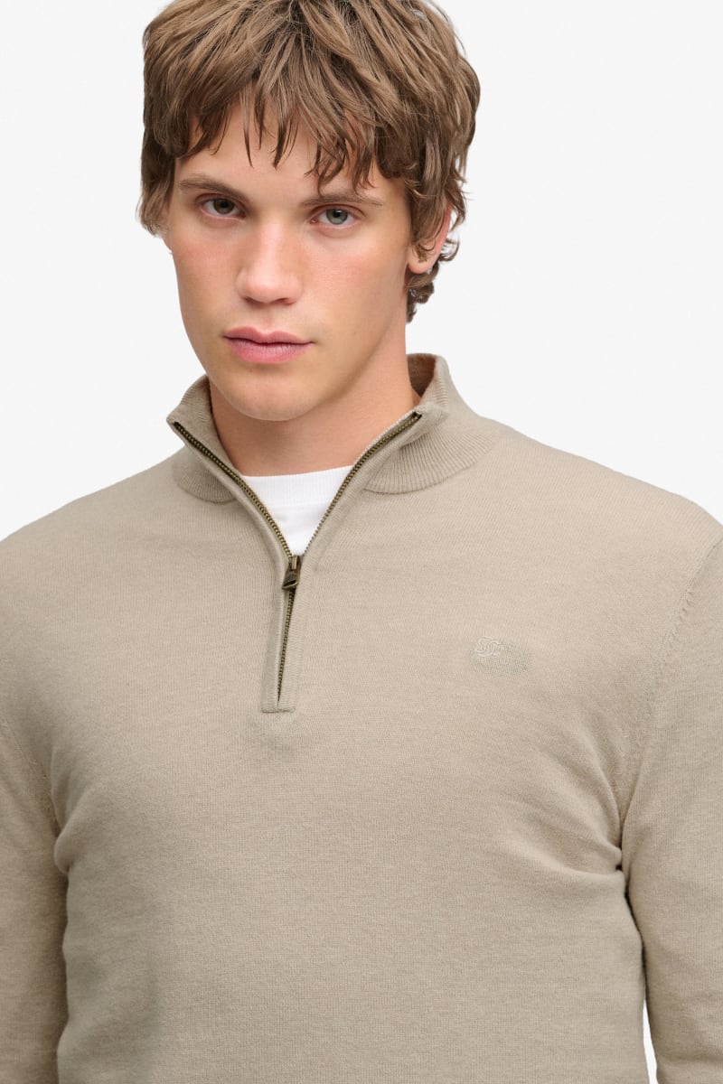 Superdry M6110783A Essential Lightweight Wool Blend Half Zip Barley Marl