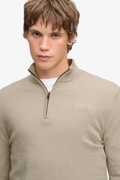 Superdry M6110783A Essential Lightweight Wool Blend Half Zip Barley Marl