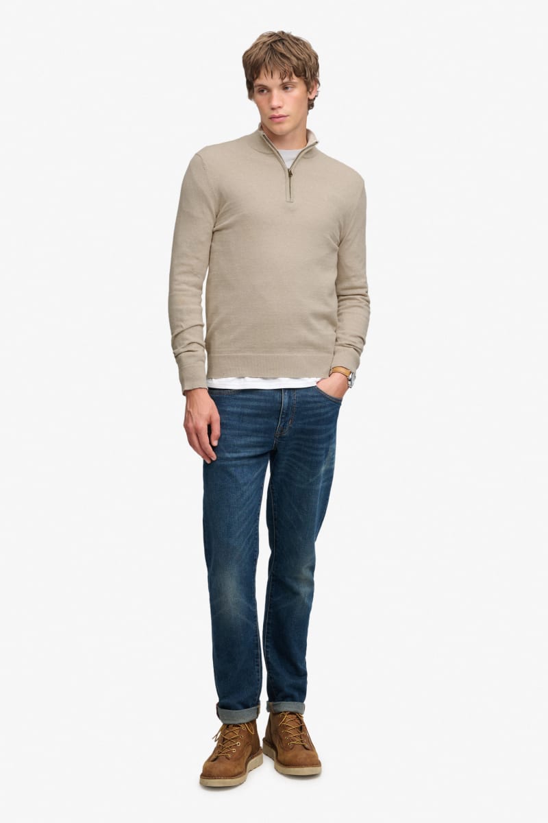 Superdry M6110783A Essential Lightweight Wool Blend Half Zip Barley Marl