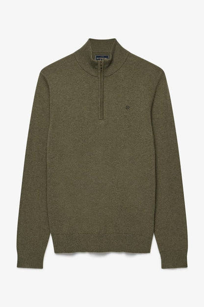 Superdry M6110783A Essential Lightweight Wool Blend Half Zip Lichen Green Marl — view 2