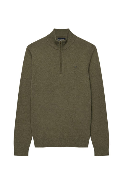 Superdry M6110783A Essential Lightweight Wool Blend Half Zip Lichen Green Marl — view 3