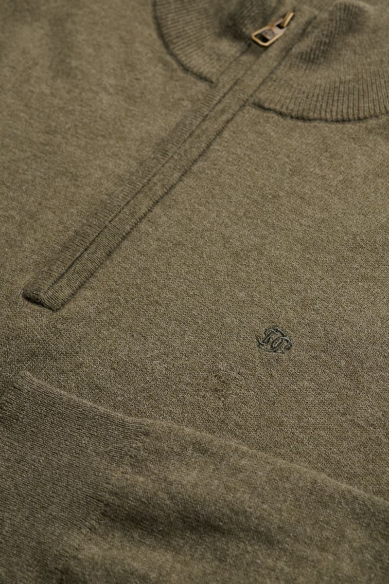 Superdry M6110783A Essential Lightweight Wool Blend Half Zip Lichen Green Marl — view 4