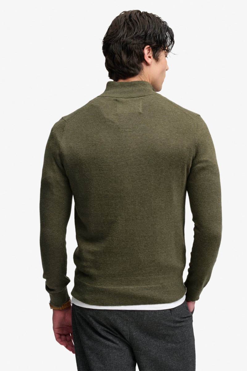 Superdry M6110783A Essential Lightweight Wool Blend Half Zip Lichen Green Marl — view 8