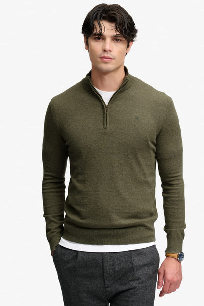 Superdry M6110783A Essential Lightweight Wool Blend Half Zip Lichen Green Marl