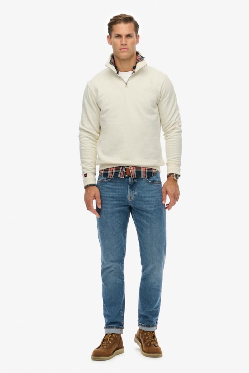 Superdry Ess Logo Henley Dusty White