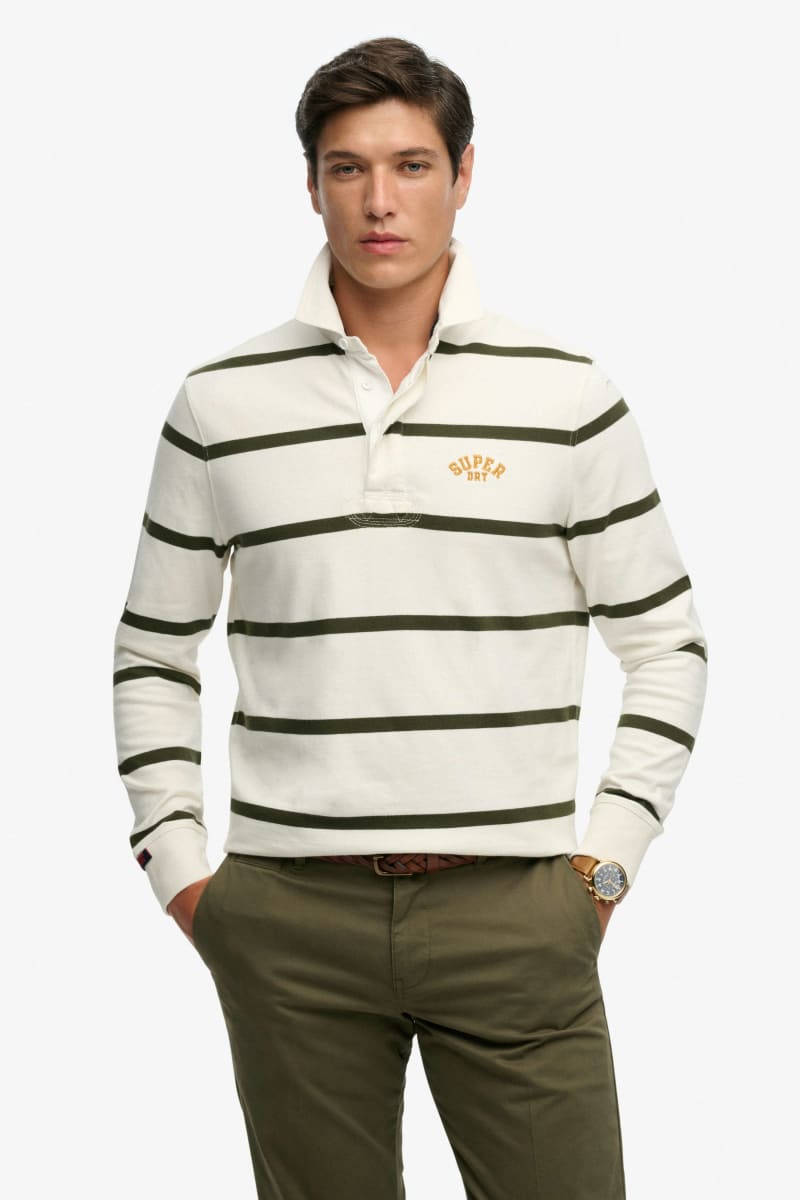 Superdry Vintage Athletic Stripe Rugby - Athletic White Stripe