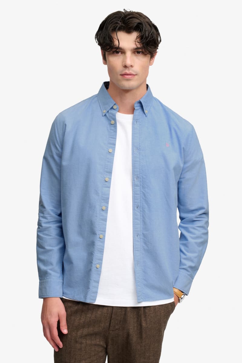 Superdry Preppy Oxford Long Sleeve Shirt - Sky Blue Chambray