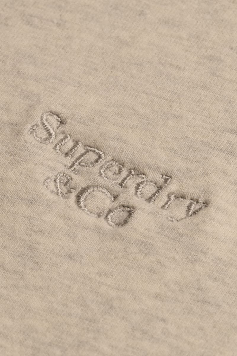 Superdry Essential Serif Logo Embroidered Tee - Straw Grey Marl/Grey